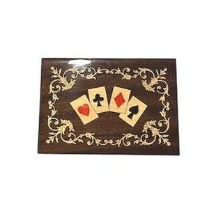 Vintage Italian Sorrento Inlaid Wood Card Game Box Lacquered